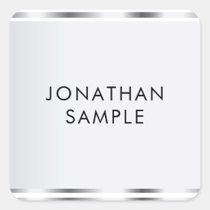 Silver Look Glamour Elegant Modern Template Square Sticker