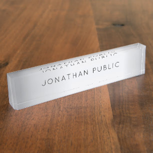 Silver Look Glamourous Template Elegant Modern Nameplate
