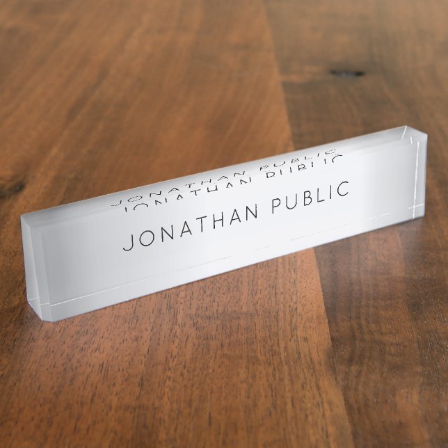 Silver Look Glamourous Template Elegant Modern Nameplate (Side)