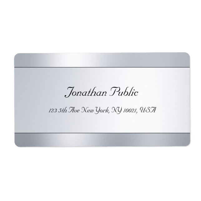 Silver Look Handwriting Script Modern Template (Front)