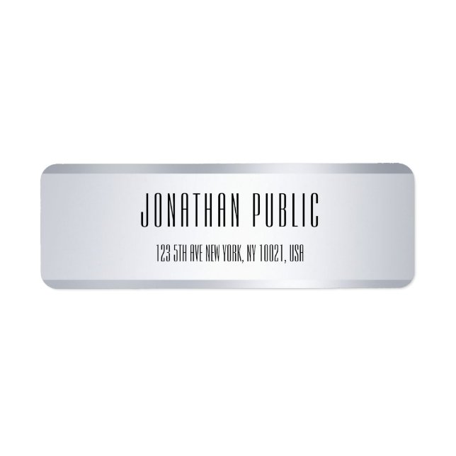Silver Look Minimalist Template Return Address (Front)