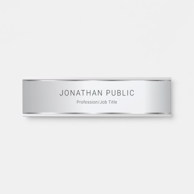 Silver Look Modern Elegant Glamourous Template Door Sign (Front)