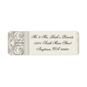 Silver Look Swirl Heart Elegant Wedding Address