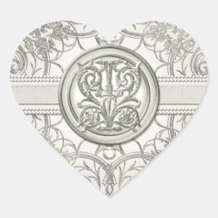 Silver Look Swirl Heart Elegant Wedding Seals