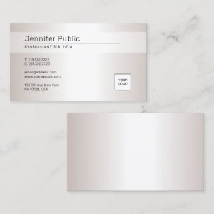 Silver LookModern Elegant Glamour With Logo Business Card