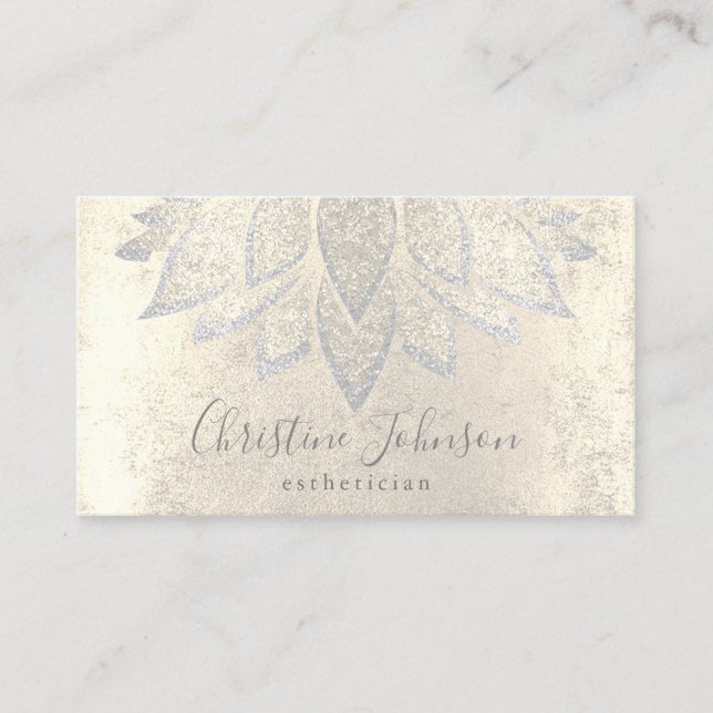 silver lotus aesthetician skincare business card (Front)