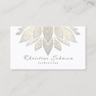 silver lotus flower aesthetician skincare business card