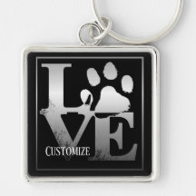 Silver Love Paws Personalised Key Chain