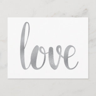 Silver love postcards, foil font postcard