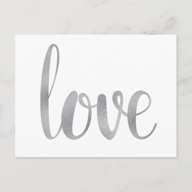 Silver love postcards, foil font postcard (Front)