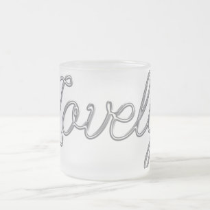 SILVER LOVELY FAIRYTALE COMMENTS COMPLIMENT FROSTED GLASS COFFEE MUG