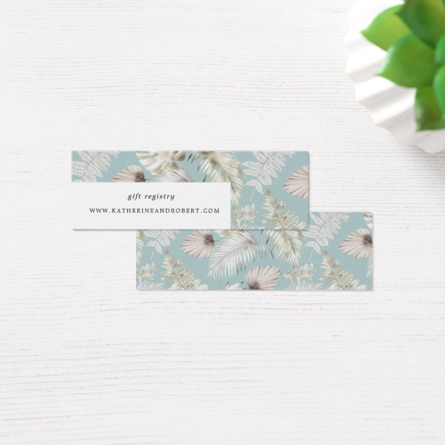 silver luxurious tropical foliage Wedding card (Desk)