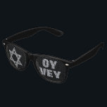 Silver Magen David Funny Purim Costume Oy Vey Retro Sunglasses<br><div class="desc">These novelty OY VEY sunglasses with a silver Star of David on classic black are the perfect finishing touch to your funny Purim costume. The faux silver glitter Magen David symbol on the left "lens" is balanced by OY VEY in silvery grey block letters on the right. As Purim party...</div>