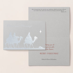 Silver Magi and Star Christmas Foil Card