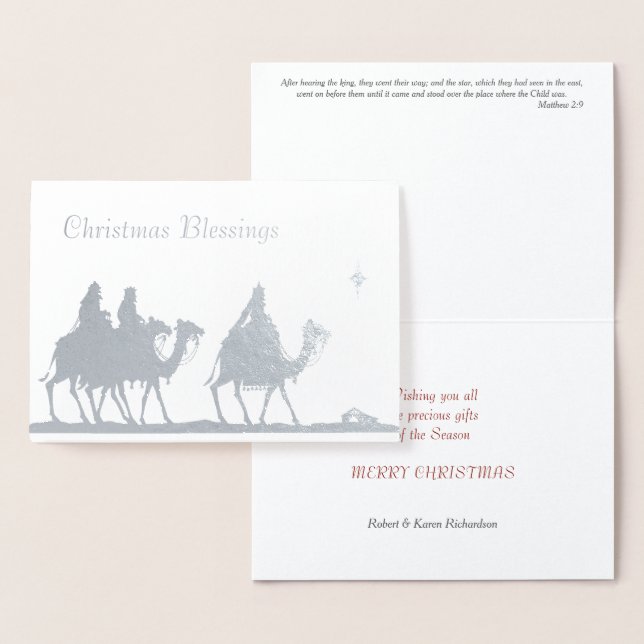 Silver Magi and Star Christmas Foil Card (Display)