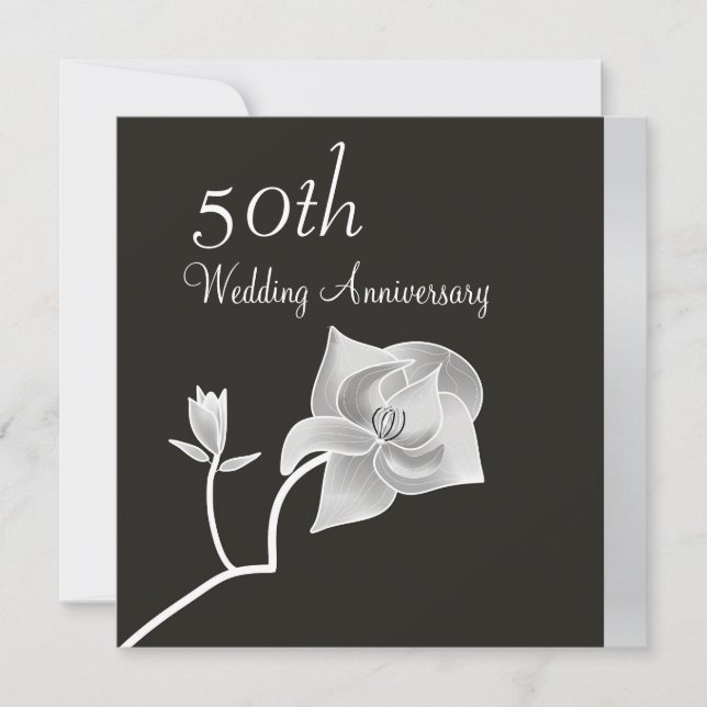 Silver Magnolia 50th Anniversary Invitation (Front)