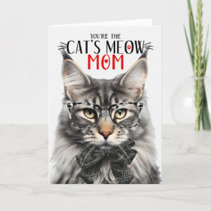 Silver Maine Coon Cat for Mum on Mother's Day Holiday Card