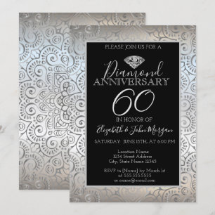 Silver Mandala Diamond Wedding Anniversary Invitation