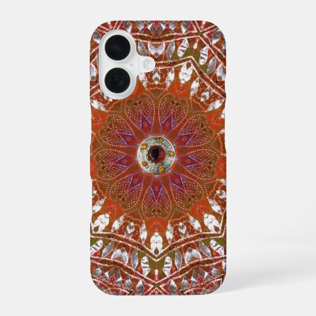 Silver Mandala iPhone 16 Case (Back)