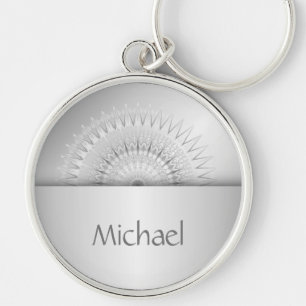 Silver Mandala Monogram Key Ring