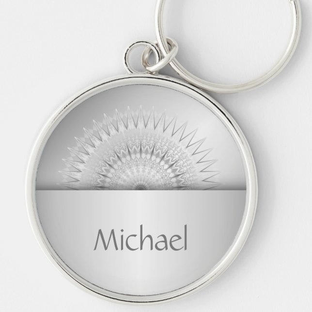Silver Mandala Monogram Key Ring (Front)