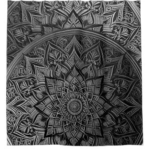 Silver Mandala Shower Curtain