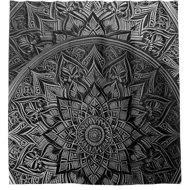 Silver Mandala Shower Curtain (Front)