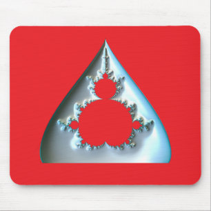 Silver Mandelbrot On Red Background Mouse Mat