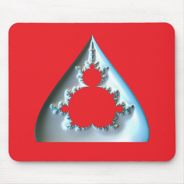 Silver Mandelbrot On Red Background Mouse Mat (Front)