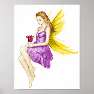 Silver Maple Tree Fairy Holding Flower Poster