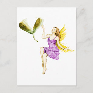 Silver Maple Tree Fairy Tossing Seeds Postcard