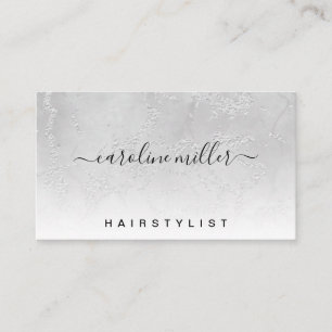 Silver Marble Foil Elegant Makeup Beauty Salon Business Card