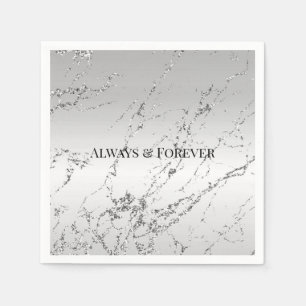 Silver Marble Glam Glitter  Napkin
