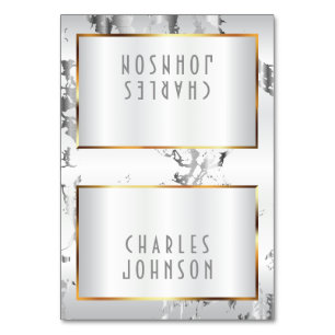 Silver Marble,Gold & White Satin -Place Cards