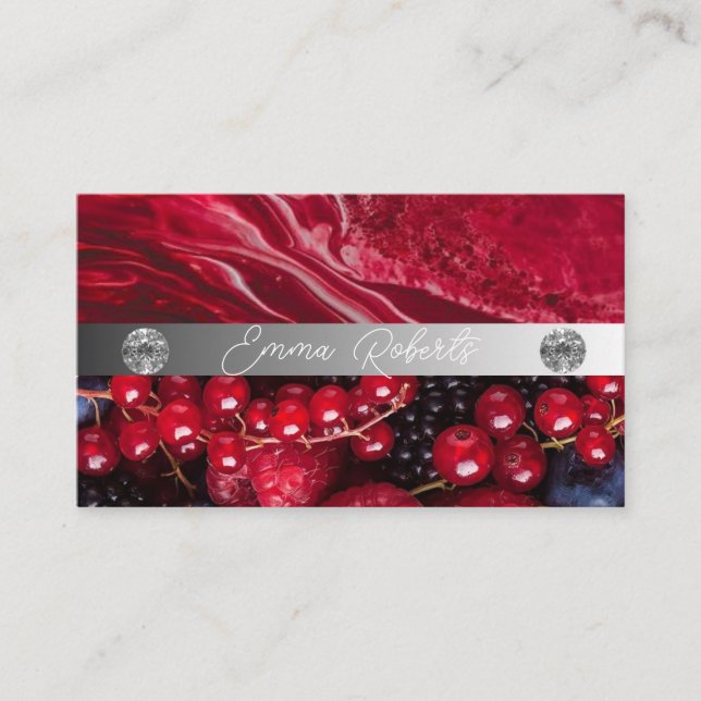 Silver Marble Pink Diamond Coach Business Card (Front)