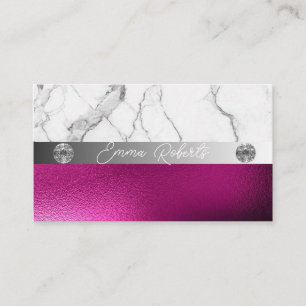 Silver Marble Pink Diamond Coach Business Card