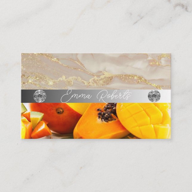 Silver Marble Pink Diamond Coach Business Card (Front)
