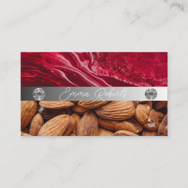 Silver Marble Pink Diamond Coach Business Card (Front)