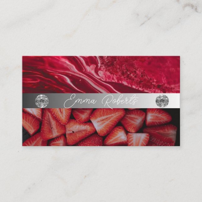 Silver Marble Pink Diamond Coach Business Card (Front)