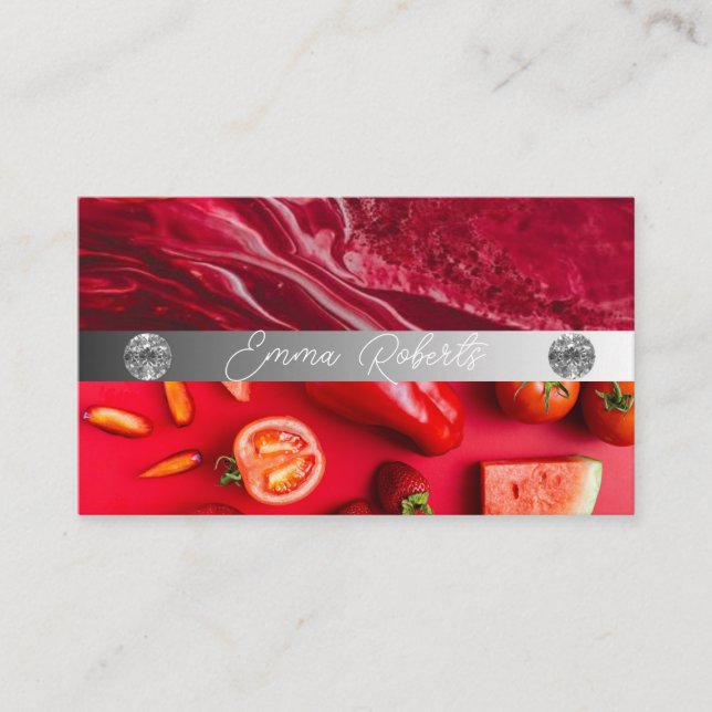 Silver Marble Pink Diamond Coach Business Card (Front)