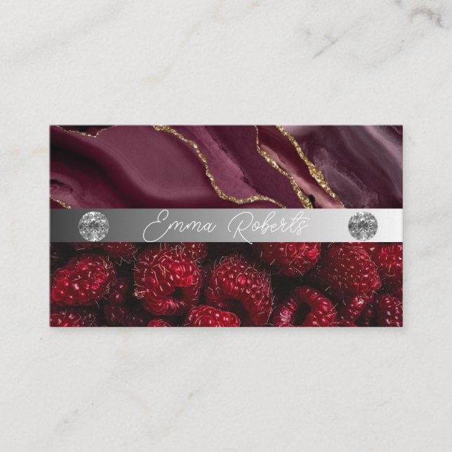 Silver Marble Pink Diamond Coach Business Card (Front)