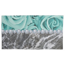 Silver Marble Roses Light Blue King Size