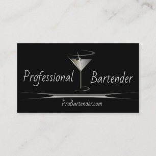 Silver Martini Bartender business cards