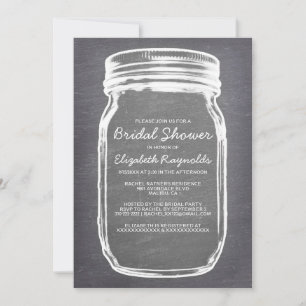 Silver Mason Jar Bridal Shower Invitations
