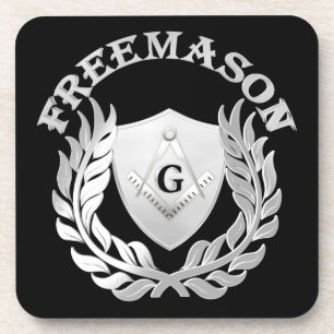 Silver masonry symbol coaster