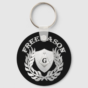 Silver masonry symbol key ring