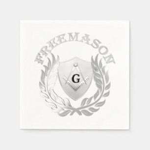 Silver masonry symbol napkin