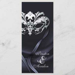 Silver Masquerade Black Jewelled Wedding Program Programme