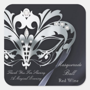 Silver Masquerade Black Party Sticker