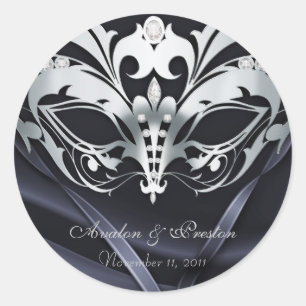 Silver Masquerade Black Wedding Sticker